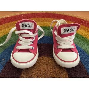 Converse All Star Pink Canvas Low Top Lace Up Toddler Shoes Size 7